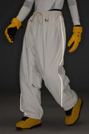Women's Khaki Baggy Reflective Piping Drawstring Snow Pants