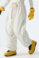 Men's Black Baggy Reflective Piping Drawstring Snow Pants