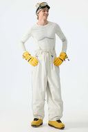 Men's Off White Baggy Reflective Piping Drawstring Snow Pants