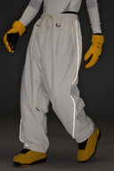 Men's Black Baggy Reflective Piping Drawstring Snow Pants