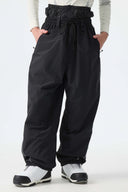 Men's Brown Baggy Reflective Piping Drawstring Snow Pants