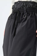 Men's Black Baggy Reflective Piping Drawstring Snow Pants