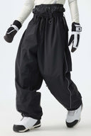Men's Off White Baggy Reflective Piping Drawstring Snow Pants