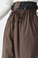 Men's Brown Baggy Reflective Piping Drawstring Snow Pants