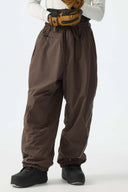 Men's Black Baggy Reflective Piping Drawstring Snow Pants