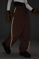 Men's Khaki Baggy Reflective Piping Drawstring Snow Pants