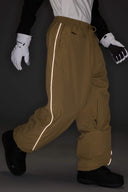 Women's Black Baggy Reflective Piping Drawstring Snow Pants
