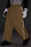 Men's Black Baggy Reflective Piping Drawstring Snow Pants