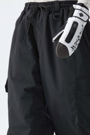 Women's Black Sleek Sport Utility Hidden Cargo Pockets Baggy Snow Pants