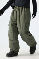 Men's Off White Sleek Sport Utility Hidden Cargo Pockets Baggy Snow Pants