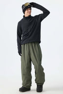 Men's Olive Green Sleek Sport Utility Hidden Cargo Pockets Baggy Snow Pants