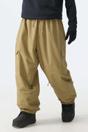 Men's Black Sleek Sport Utility Hidden Cargo Pockets Baggy Snow Pants