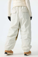 Women's Off White Color-Block Reflective Baggy Snow Pants
