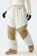 Women's Off White Color-Block Reflective Baggy Snow Pants