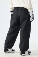 Women's Black Reflective Baggy Snow Pants