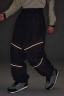Men's Army Green Color-Block Reflective Baggy Snow Pants