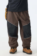 Women's Brown Color-Block Reflective Baggy Snow Pants