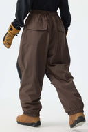 Women's Army Green Color-Block Reflective Baggy Snow Pants