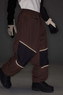 Women's Army Green Color-Block Reflective Baggy Snow Pants