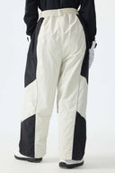 Women's Color Block Off White Waterproof Reflective Snow Pants