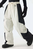 Men's Color Block Black Waterproof Reflective Snow Pants