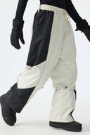 Men's Color Block Off White Waterproof Reflective Snow Pants