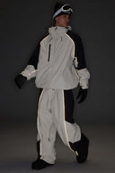 Men's Color Block Black Waterproof Reflective Snow Pants