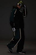Men's Color Block Black Waterproof Reflective Snow Pants