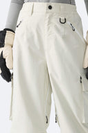 Women's Off White Contrast Zipper Detail Baggy Snow Pants