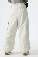 Women's Off White Contrast Zipper Detail Baggy Snow Pants