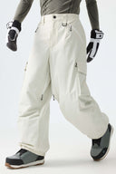 Men's Khaki Contrast Zipper Detail Baggy Snow Pants