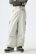 Men's Off White Contrast Zipper Detail Baggy Snow Pants