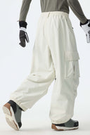 Men's Off White Contrast Zipper Detail Baggy Snow Pants