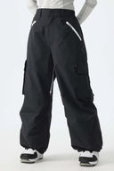 Women's Khaki Contrast Zipper Detail Baggy Snow Pants