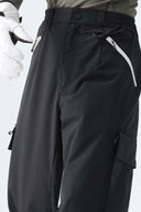 Men's Black Contrast Zipper Detail Baggy Snow Pants