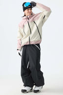 Men's Black Contrast Zipper Detail Baggy Snow Pants