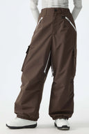 Women's Army Green Contrast Zipper Detail Baggy Snow Pants