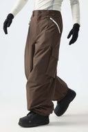Men's Black Contrast Zipper Detail Baggy Snow Pants