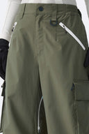 Women's Army Green Contrast Zipper Detail Baggy Snow Pants