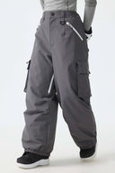 Women's Army Green Contrast Zipper Detail Baggy Snow Pants