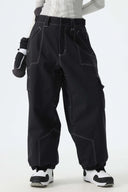 Women's White Contrast Stitch Minimal Snow Pants