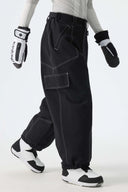 Women's White Contrast Stitch Minimal Snow Pants