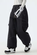 Women's White Contrast Stitch Minimal Snow Pants