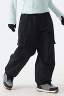 Women's White Contrast Stitch Minimal Snow Pants