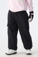 Women's White Contrast Stitch Minimal Snow Pants