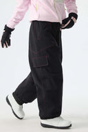 Women's White Contrast Stitch Minimal Snow Pants