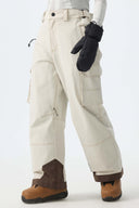 Women's Brown Barn Contrast-Stitch Baggy Snow Pants