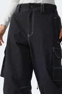 Women's Black Barn Contrast-Stitch Baggy Snow Pants