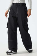 Women's Black Barn Contrast-Stitch Baggy Snow Pants