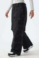 Women's Black Barn Contrast-Stitch Baggy Snow Pants